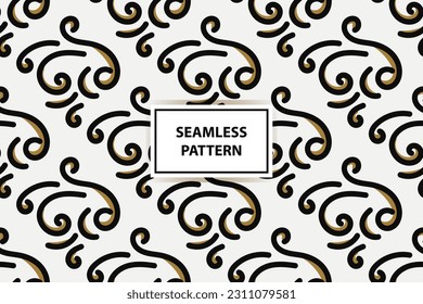 Abstract pattern with lines, rhombuses A seamless vector background. white, black and gold texture