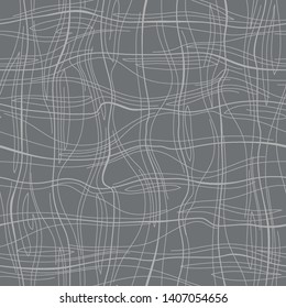 Abstract pattern with lines similar to gauze. Background with curved lines. Ornament in gray and white colors.