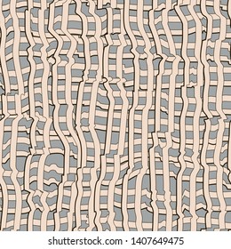 Abstract pattern with lines similar to gauze. Background with curved lines. Ornament in peach and gray colors.