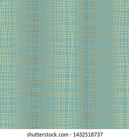 Abstract pattern with lines similar to gauze. Background with curved lines. Ornament in turquoise and gold colors.