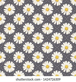 Abstract pattern with lines. Vector, fabric seamless background with hand drawn elements. White daisies. daisy, flower, pink, leave