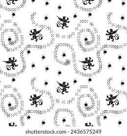 Abstract pattern. Lion, blots, dots Seamless pattern on a white background. Vector illustration Flyer background design, advertising background, fabric, clothing, texture, textile pattern.