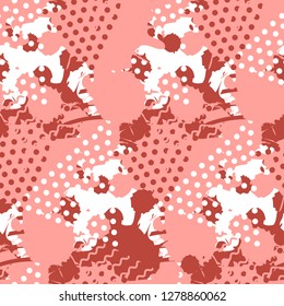 Abstract pattern with liquid shapes in trendy coral color.