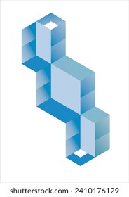 abstract pattern logo of cubes arranged in pastel blue