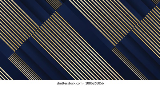 Abstract pattern luxury dark blue with gold background. Modern 3d business background. Vector illustrator. Futuristic corporate concept
