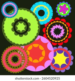 Abstract pattern made with circular geometric shapes. Colorful, playful, trendy and modern style vector