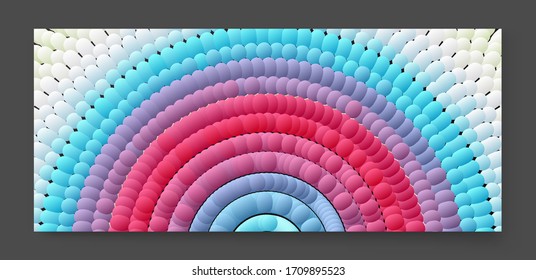 Abstract pattern made of color spheres and ellipses. Vector art illustration. Dynamic effect. Cover design template. Can be used for advertising, marketing or presentation.