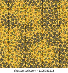 Abstract pattern made of five-pointed stars. Camouflage texture. Multicolored background. Above the drawing there is a network consisting of striped squares