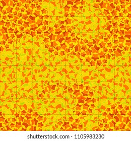 Abstract pattern made of five-pointed stars. Camouflage texture. Multicolored background. Above the drawing there is a network consisting of striped squares