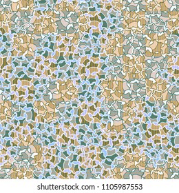 Abstract pattern made of five-pointed stars. Camouflage texture. Multicolored background. A cover made of a chess striped network.