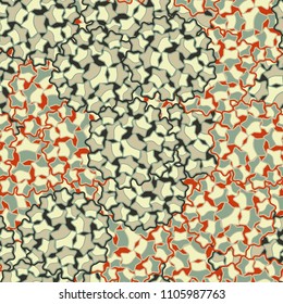 Abstract pattern made of five-pointed stars. Camouflage texture. Multicolored background.