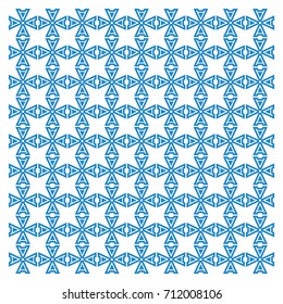 Abstract pattern made only from modern style letter 'A'. 'A' letter is made from four shades of blue color. Square typography composition.