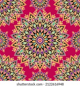 Abstract pattern with mandala ornament. Traditional Arabic, Indian motifs. Great for fabric and textile, wallpaper, packaging or any desired idea.