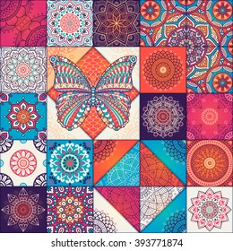 Abstract pattern with mandalas. Vintage decorative elements. Oriental pattern, vector illustration. Islam, Arabic, Indian, Turkish, Pakistan, Chinese, Moroccan, Ottoman motifs