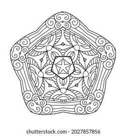 Abstraktes Muster mit vielen Details und Geometrie Elemente in Form von Mandala. Vektorgrafik für das Farbbuch, Henna, Mehndi, Dekoration.
