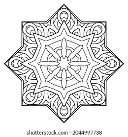 Abstract pattern with many details and geometry elements in form of mandala. Vector illustration for coloring book, henna, mehndi, decoration, tattoo, logo
