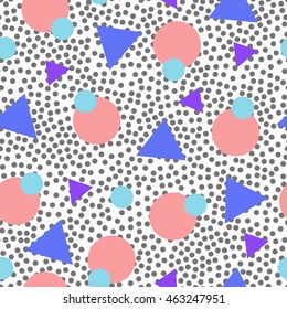 Abstract pattern memphis style. Seamless retro style repeating background.