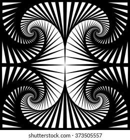 Abstract pattern with mirrored tiles of rotating squares. Seamlessly repeatable.