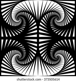 Abstract pattern with mirrored tiles of rotating squares. Seamlessly repeatable.