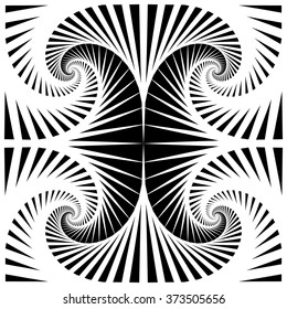 Abstract pattern with mirrored tiles of rotating squares. Seamlessly repeatable.