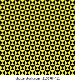 Patrón abstracto en un esquema monocromo. Patrón triángulo negro y amarillo. Triángulos monotónicos en forma cuadrada. Antecedentes del concepto de arte negro y amarillo.