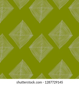 abstract pattern with mosaic ornament on light green background, seamless vector pattern