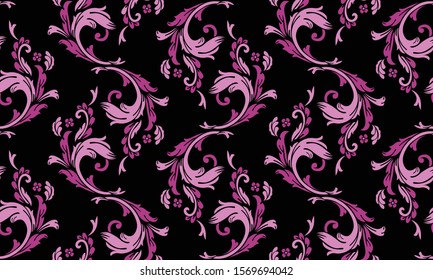 Abstract pattern, motif leaf flower color magenta and soft pink.