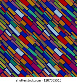 Abstract pattern with moving elements, a lot of bright shapes. Imitation of African pattern. Seamless vector pattern designed for textiles and prints.