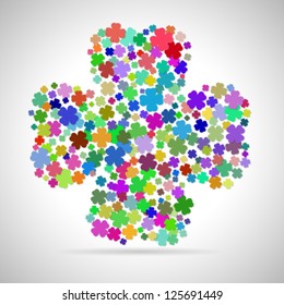 Abstract pattern with multicolored four leaf clover
