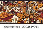Abstract pattern in native African style. Vector illustration. Traditional African abstract painting.