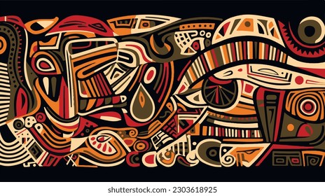 Abstract pattern in native African style. Vector illustration. Traditional African abstract painting.