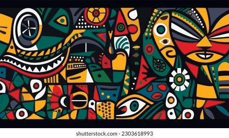 Abstract pattern in native African style. Vector illustration. Traditional African abstract painting.