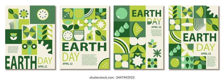 Abstract Pattern Nature Geometric Poster, Designs for World Earth Day shapes and green color. Design for social media, cover, brochure