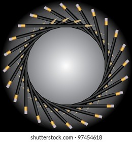 Abstract pattern on black pencils