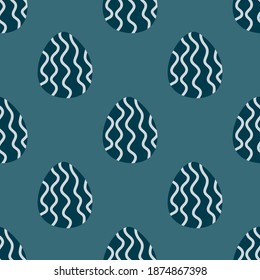 Abstract pattern on a blue background. Geometric floral green pattern.For wallpaper, background, packaging paper, textiles, fabric.