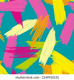 
Abstract pattern on colorful background. Multicolored doodles are drawn with a felt pen randomly. Suitable for fabric, packaging, wallpaper. Vector illustration.