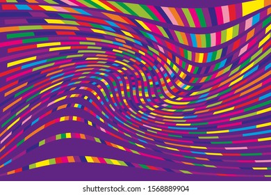 Abstract pattern on colorful wave backdrop. Ornate beautiful pattern. Abstract colorful Graphic element. Modern pattern. Ornate fabric design. Geometric style. Line art poster on blue background