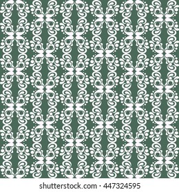 Abstract pattern on a green background. White pattern in a modern style.