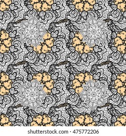 Abstract pattern on light background with floral white elements. Vector illustration. 