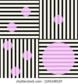 Abstract pattern on a striped background, seamless pattern, trendy stylish texture spring summer, color vector prints set