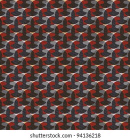 Abstract pattern on textured striped fabric background. Vector.
