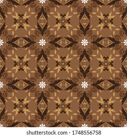 Abstract pattern on Traditional Java batik with seamless brown color design