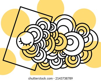 Abstract pattern of one eye closed and round style like cloud and rectangle