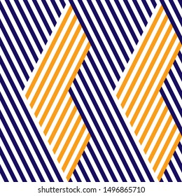 Abstract pattern with orange and blue stripes. Vector seamless texture.