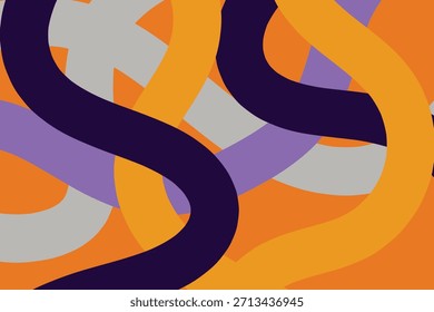 Abstract pattern of orange, purple, and gray lines, energetic and fluid motion.