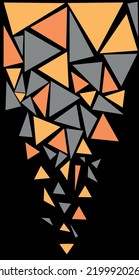 Abstract pattern of orange, yellow, grey triangle with black background, Vector Illustration
