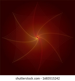 Abstract pattern from orange and yellow lines on dark gradient background.