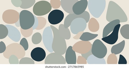 Patrón Abstractas con Formas de guijarros orgánicos en tonos pastel suaves. Fondo minimalista moderno para el diseño textil, Fondo de pantalla, marca y embalaje creativo. Estética terrosa sin costuras