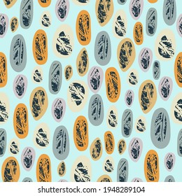 Abstract pattern with organic texture. Endless vector structure on blue background. Print for bed linen, textile, fabric, background.