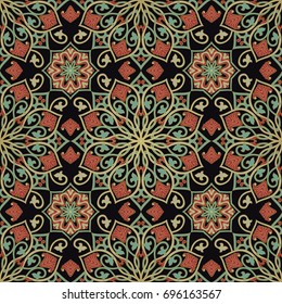 Abstract pattern. Oriental color background. Template for textile, carpet, shawl.